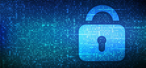 Image of padlock against digital binary numbers